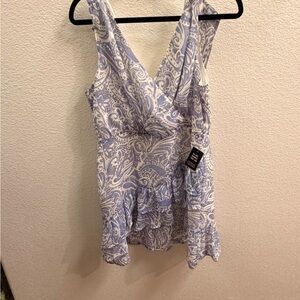 Express Blue and White Paisley Blouse